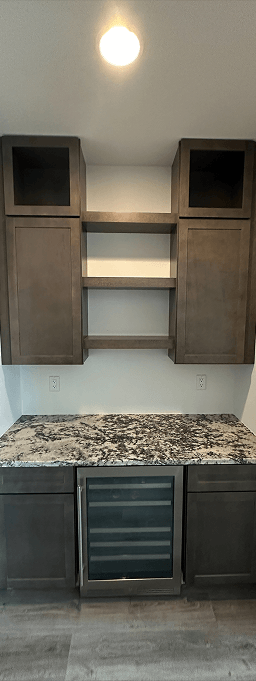 Granite countertop kitchen island in a Denver home renovation