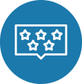 Icon representing a 4.9-star customer review rating